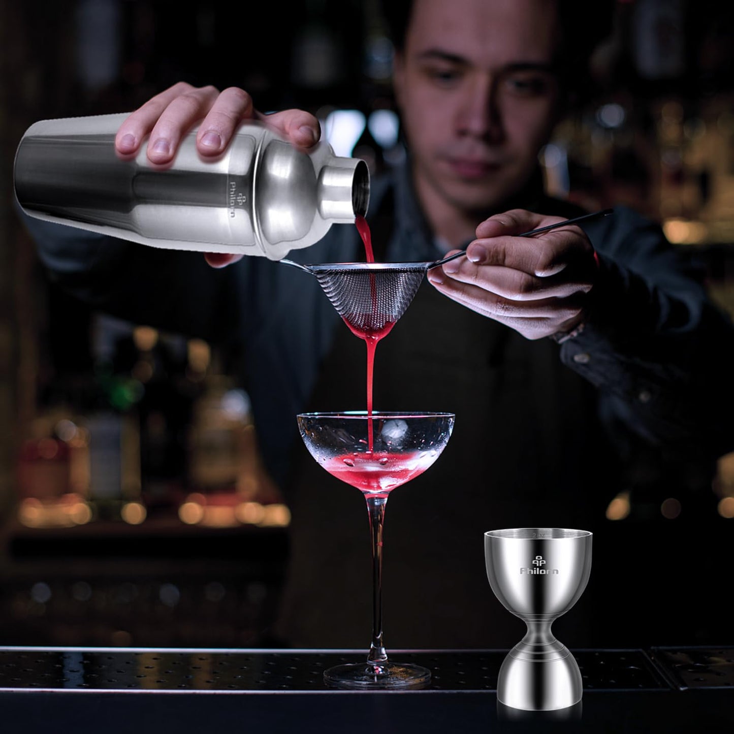 Philorn Bell Jigger for Bartending, Cocktail Jigger 2 OZ 1 OZ with Measurements Inside, Premium 304 Stainless Steel Shot Measure Double Jigger Bar Liquor Measuring Jigger