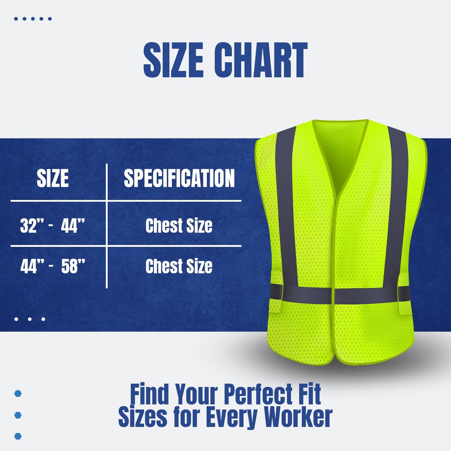 NYOrtho High Visibility Reflective Safety Vest – ANSI/ISEA Class 2 – Neon Yellow Mesh Vest for Men & Women – Adjustable Fit 32"-44" – Lightweight Hi Vis Construction & Traffic Gear