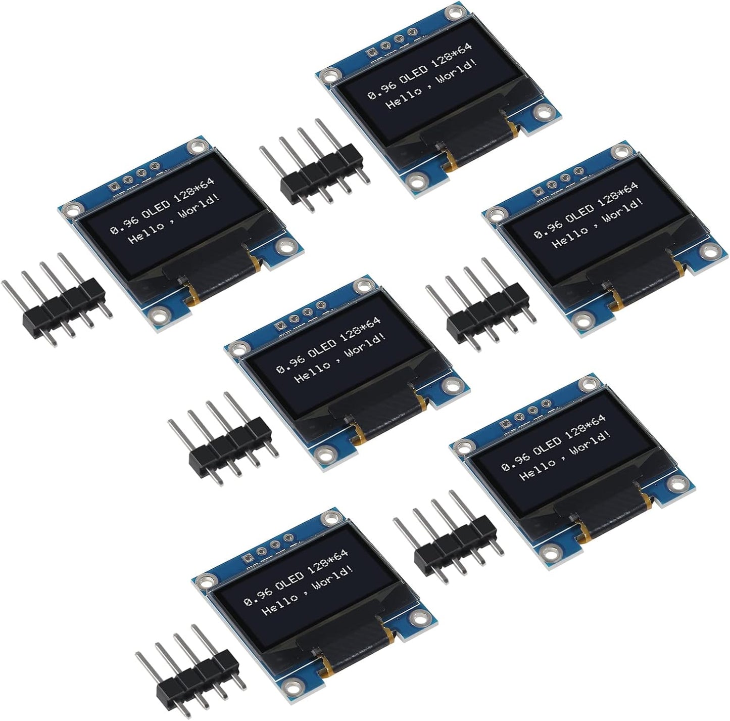 DWEII 6PCS 0.96 inch 12864 128X64 I2C SSD1306 4 OLED LCD Display Board Module IIC Driver Pins for Arduino Raspberry
