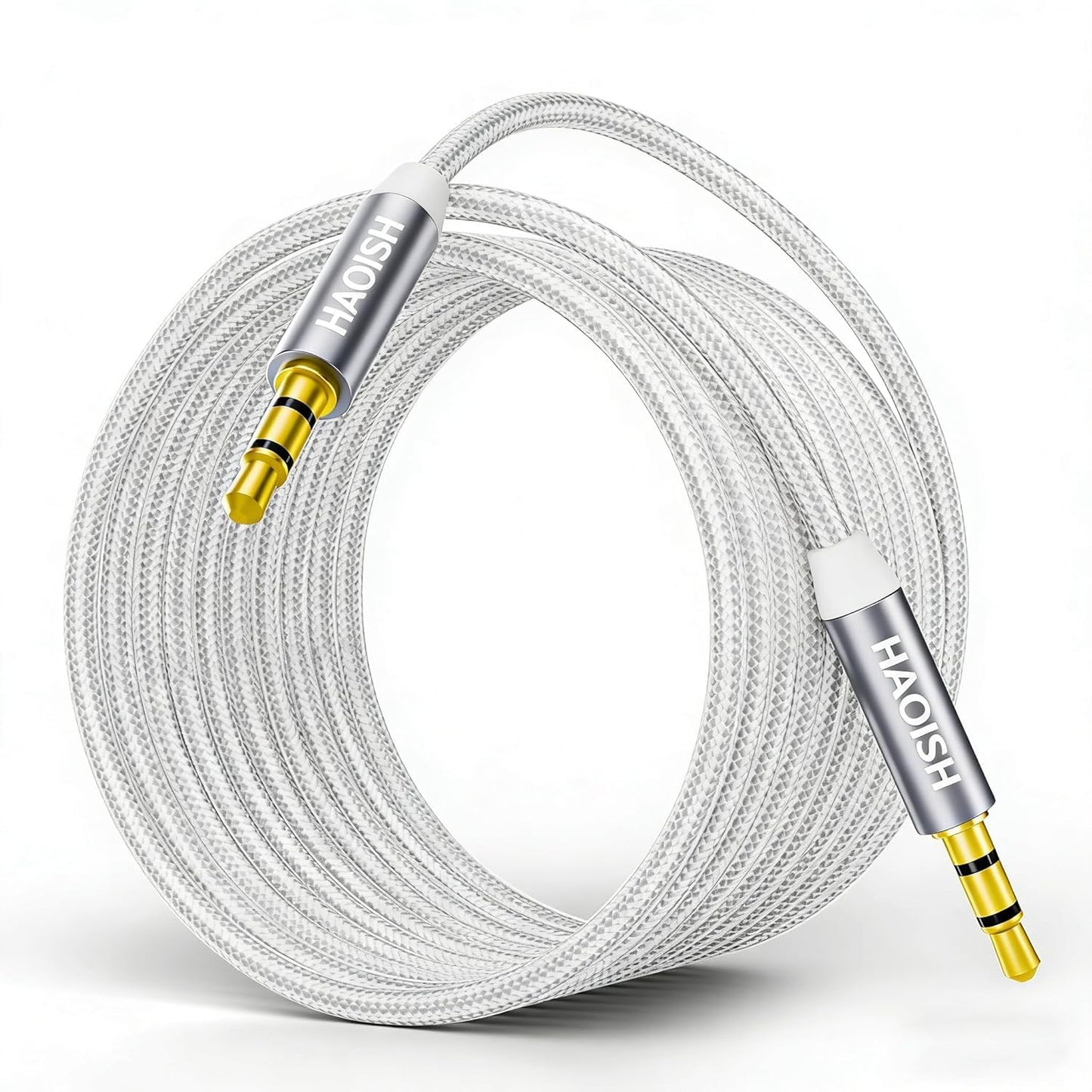 HAOISH 30 3.5 mm Braided-1/8 Aux Cord FT, Audio Cable Nylon Male to Male Auxiliary Stereo Jack Cables for Car/Home