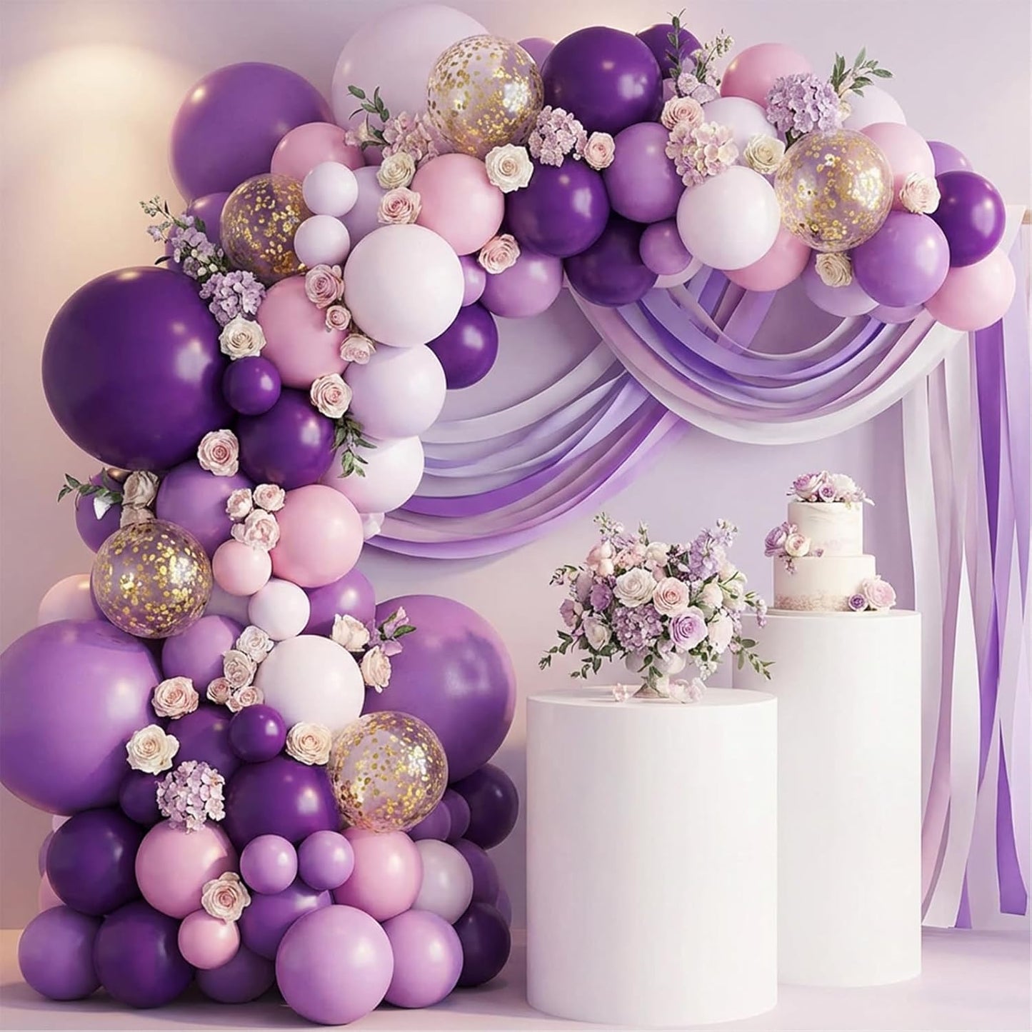 RUBFAC Dusty Purple Balloons - 129-Piece Latex Garland Kit for Weddings, Baby Showers & Parties | 5-18 Inch Sizes