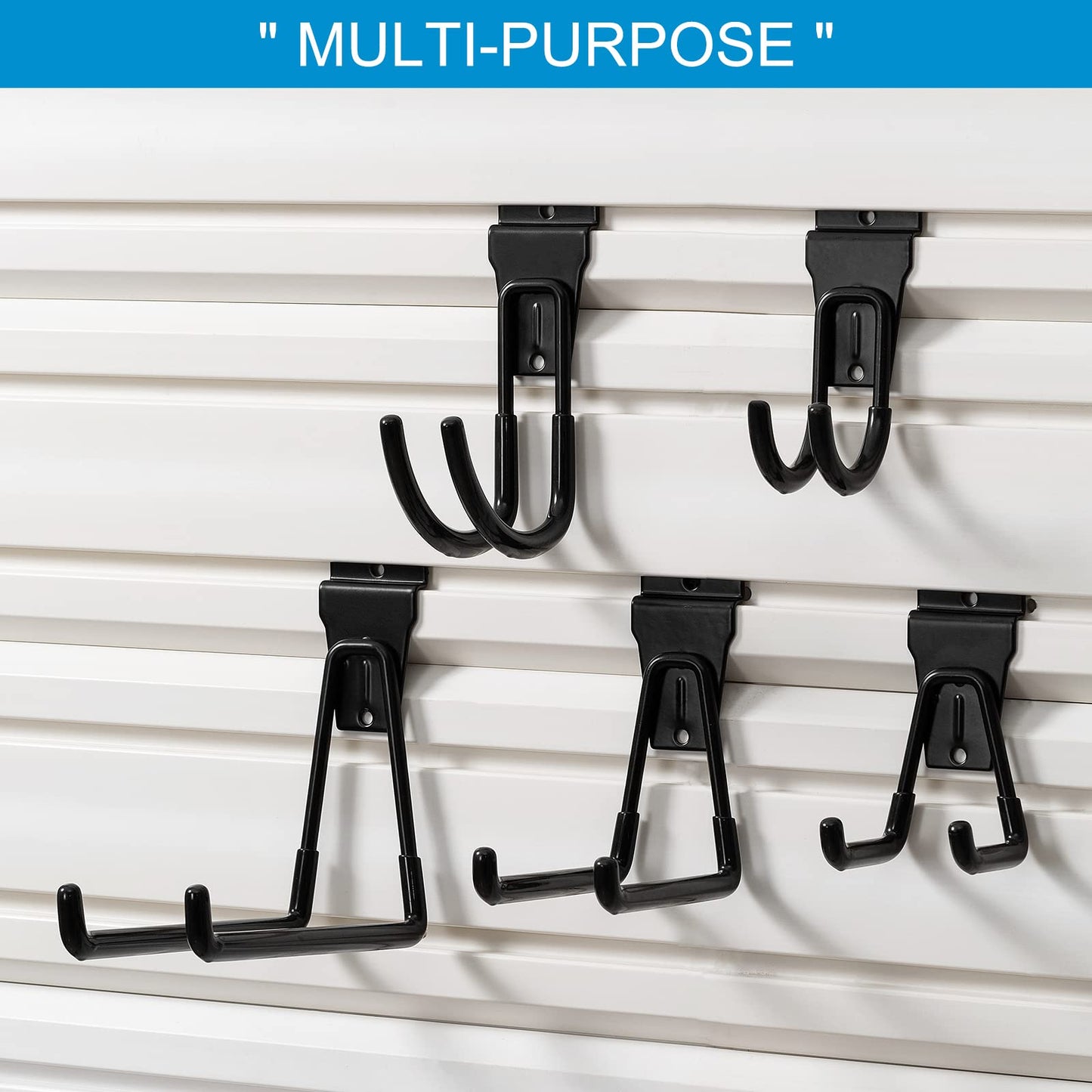 PYBTOOL 16 Pack Slatwall Hooks, Slatwall Accessories for Garage Storage, Heavy Duty Slat Wall Hanger(Black)