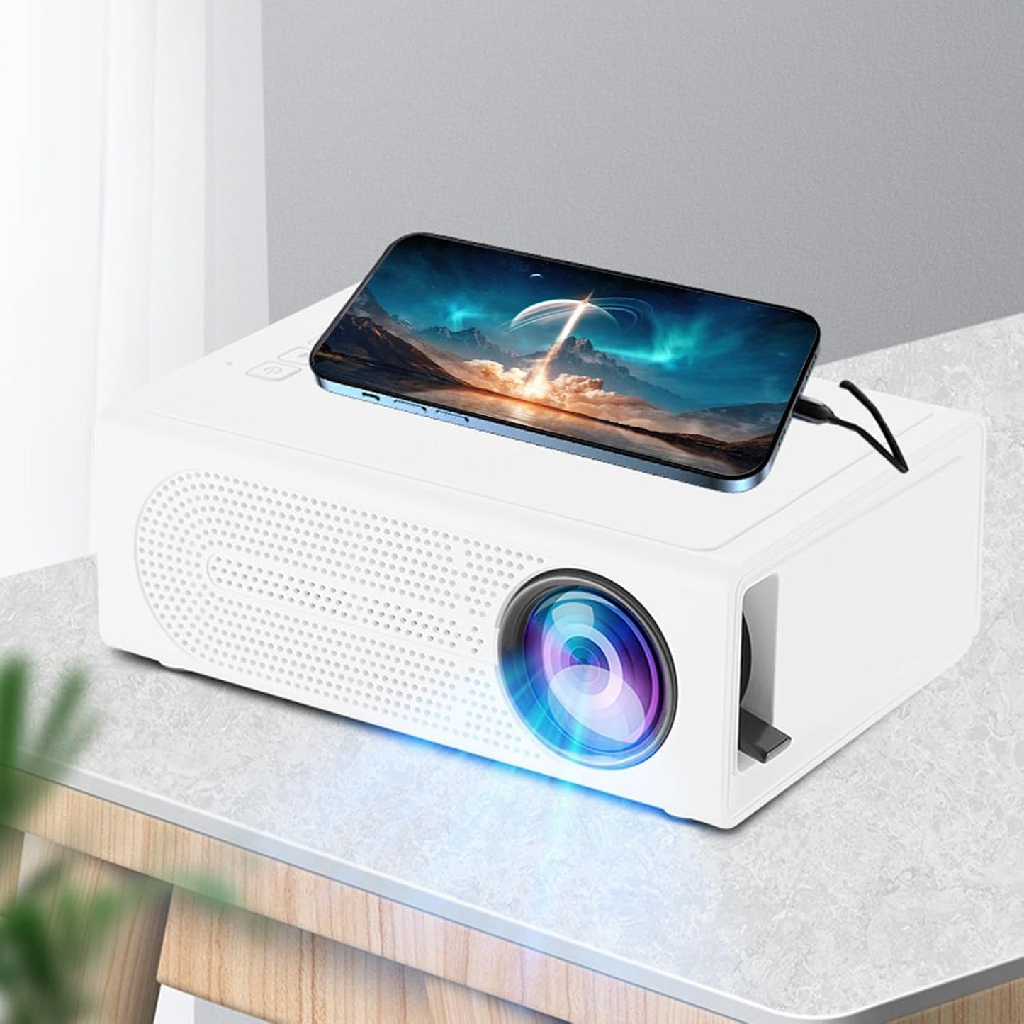 Generic 1080P Portable Wall Projector, Mini Projector for Bedroom with Remote LED, Phone Projector HD, Projector