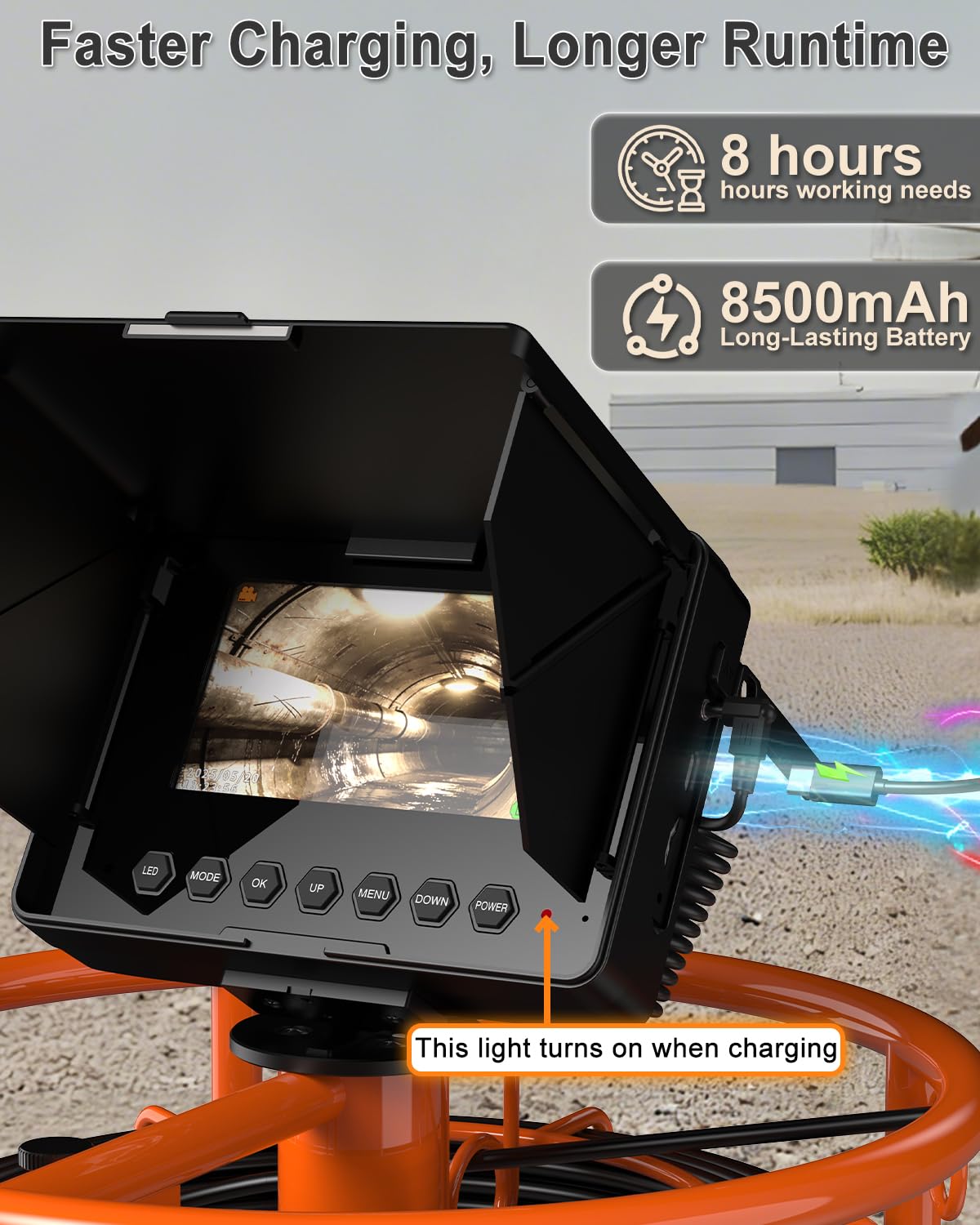 Sewer Camera, IP68 Drain Sewer Pipe Endoscope Camera 4.3" Screen with 32GB DVR,Borescopes Plumbing 8500mah Battery DVR Video Recording for Plumber (Camera 18MM)