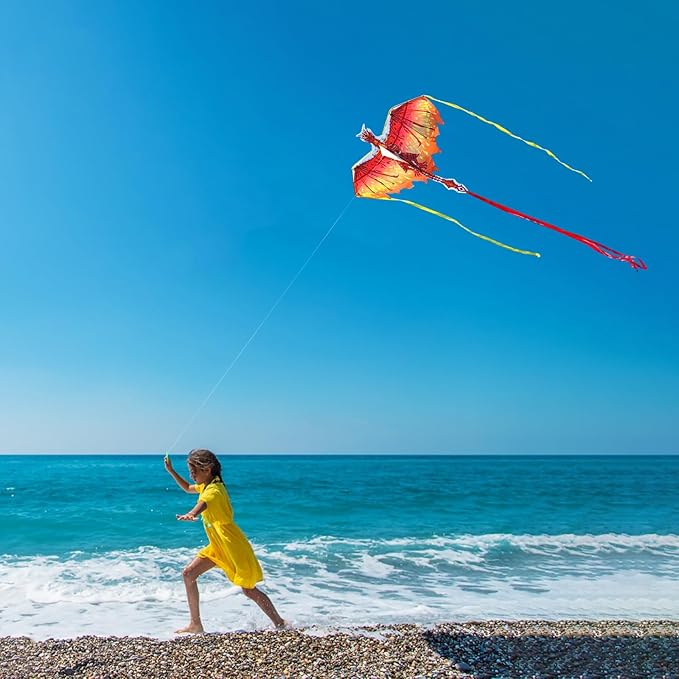 Mint's Colorful Life Dragon Kite for Kids & Adults, Easy to Fly Best Beach Kites for Beginners, 300ft Kite String Included
