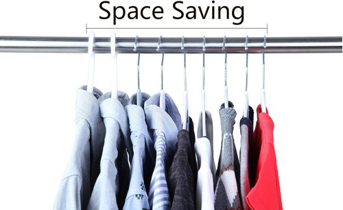 Finnhomy Heavy Duty Plastic Hangers - 50 Pack with Non-Slip Pads | Space-Saving Organizer for Shirts & Pants - White