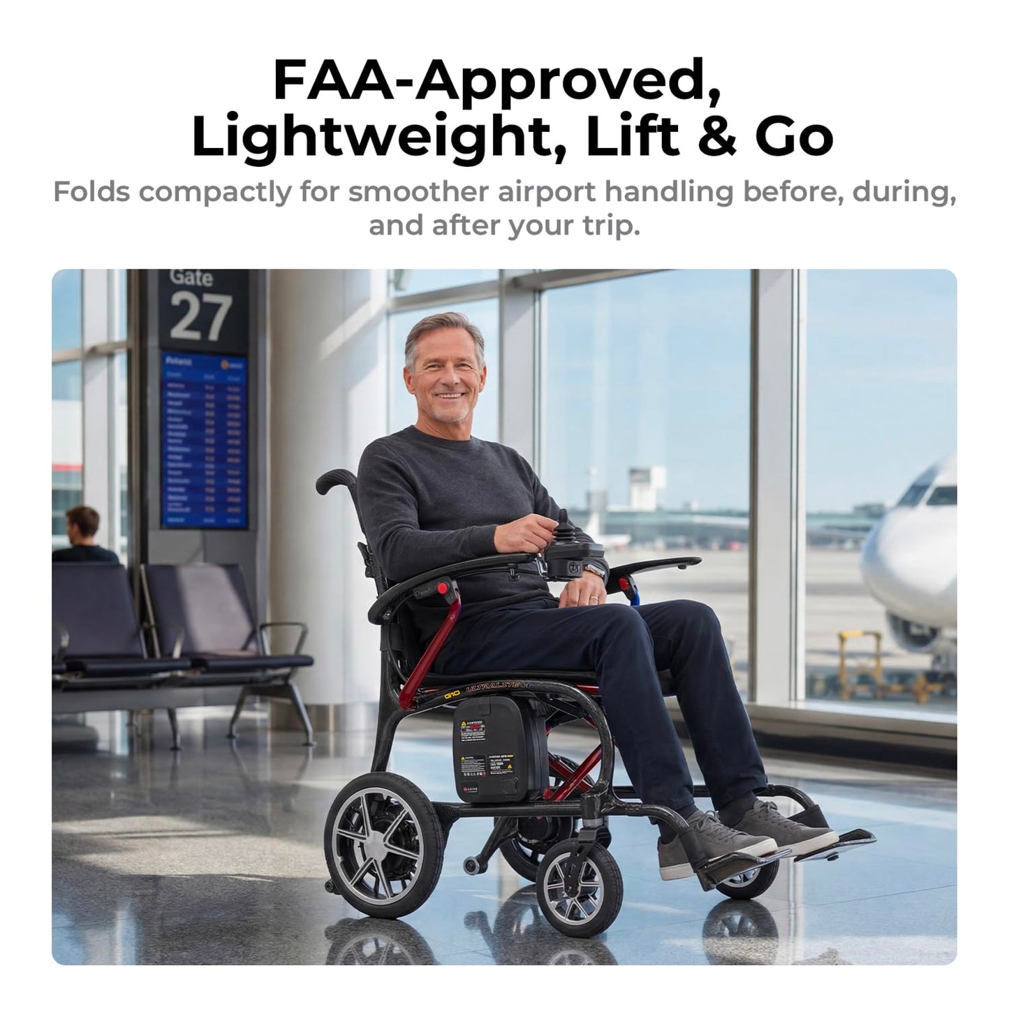 Ultralite G10 Electric Wheelchair Lightweight Foldable 2026 New Model Full Carbon-Fiber Frame Travel-Ready Motorized Wheelchair for Adults 300lb Lightweight Foldable Electric Wheelchair