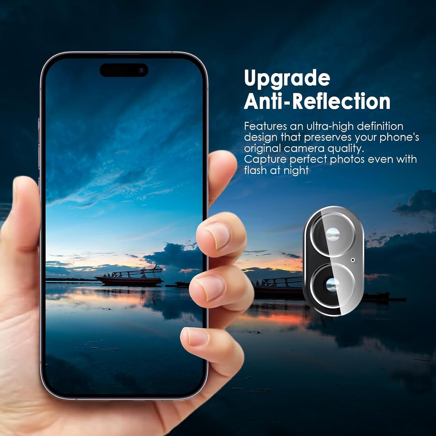 17, 9H FanTEK Camera Lens Protector for iPhone Tempered Glass Camera Screen Cover, Ultra HD Clear Acrylic Full Coverage