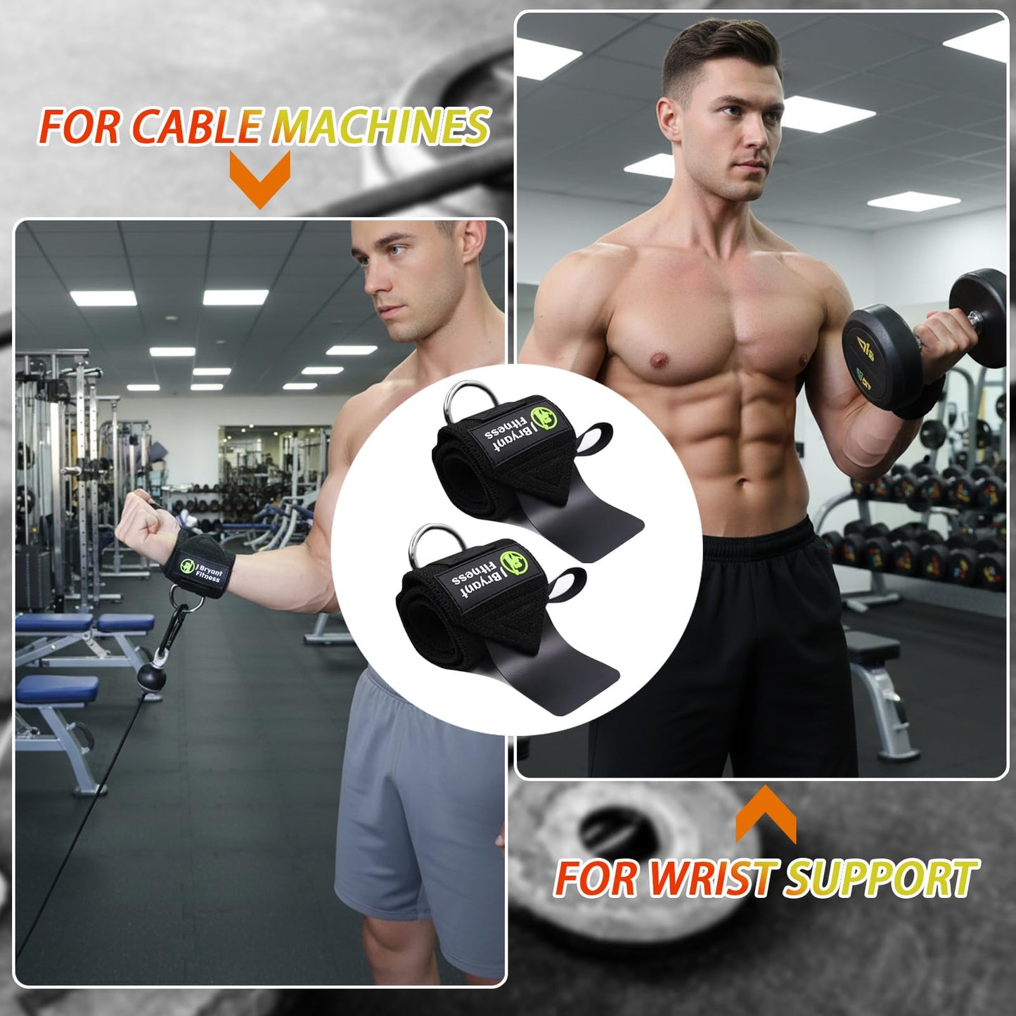 Weightlifting Wrist Wraps with D-Ring for Cable Machine, Lifting Straps & Mesh Laundry Bag, Heavy Duty Gym Training Support for Deadlifts, Pulling, Rows, Strength Training – Washable Odor-Control Set
