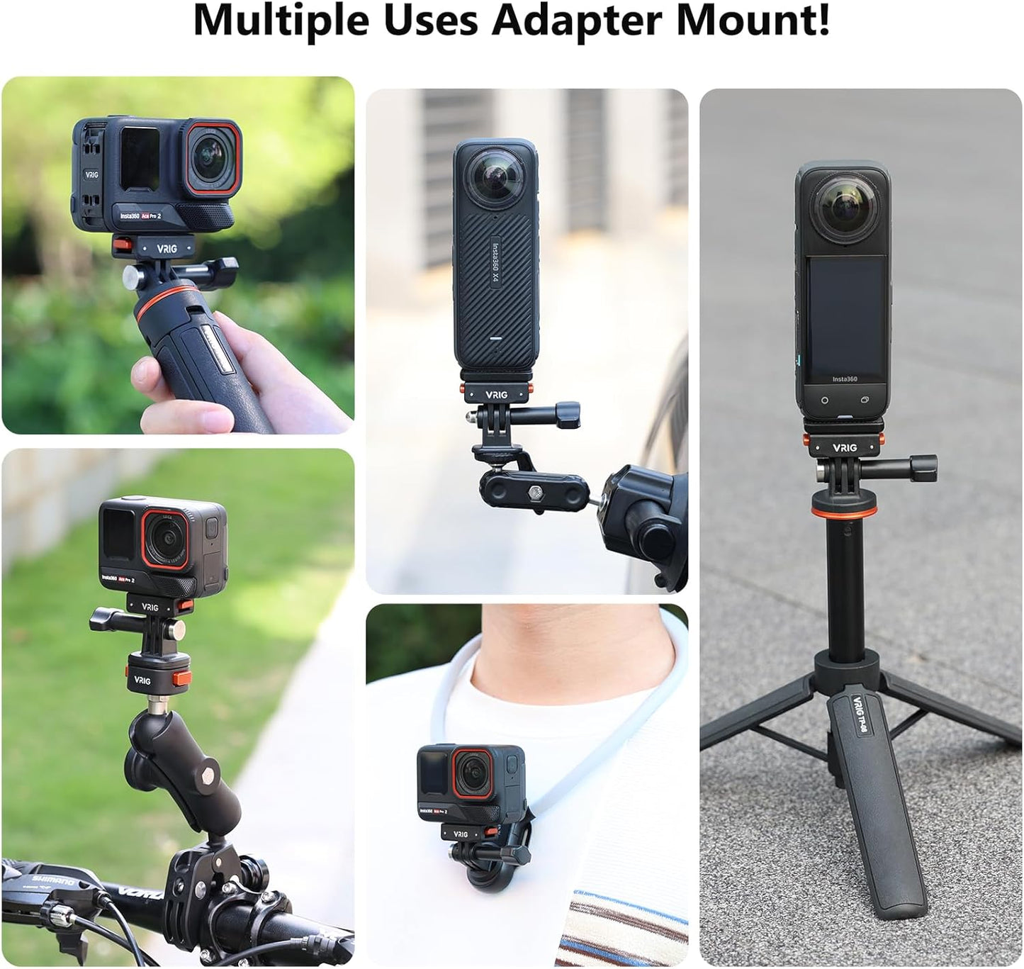 VRIG 360 2, 2-Prong 1/4" X5/ X4 X4/ X3 Magnetic Quick Release Mount for Insta ACE/ACE PRO/ACE PRO Quick & Convenient