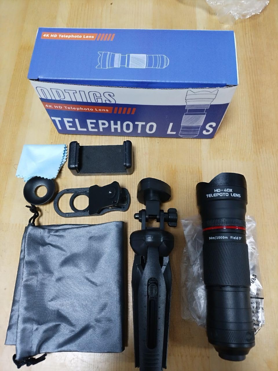 Andoer 40X Zoom Lens with Tripod Phone Telephoto Lens Phone Telescope Phone Camera Lens for Hiking Camping Wildlife
