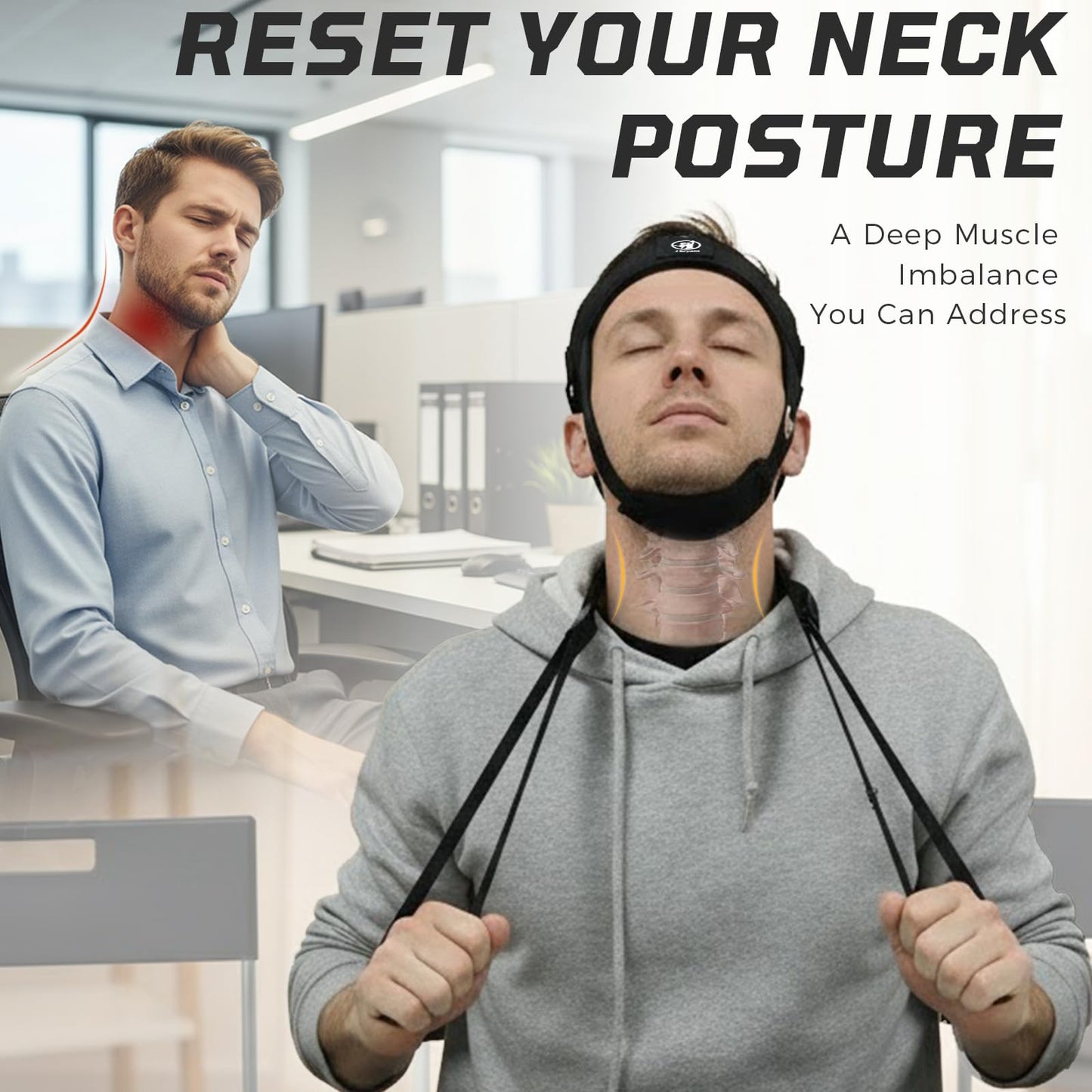 Neck Stretching Training Harness – Adjustable Chin Strap Headgear with Dual D-Rings for Neck Traction, Mobility, and Posture Support
