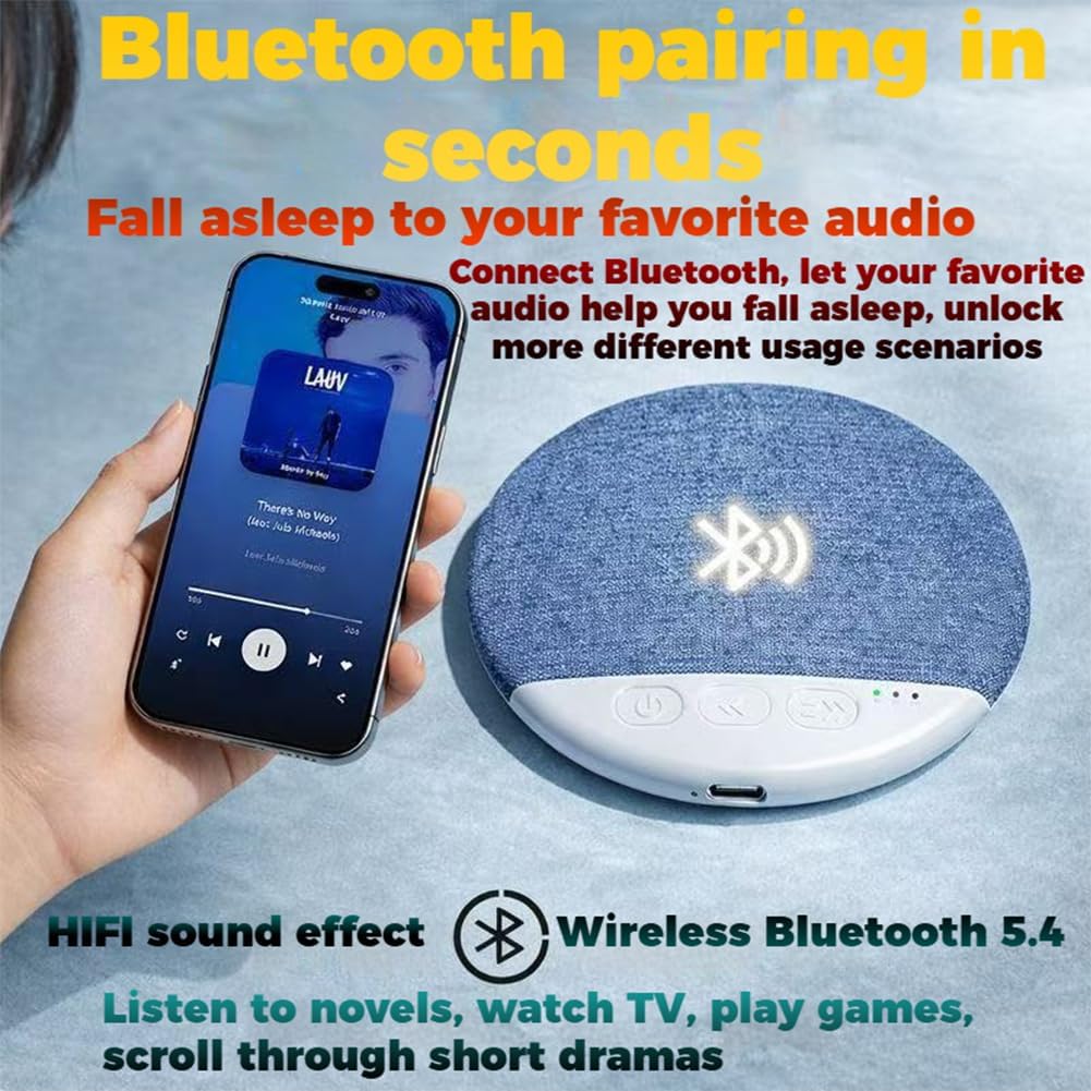 5.4 (Pink*1) Bluetooth Pillow Speaker for Sleeping, Under Pillow Speaker Bluetooth with White Noise, Ultra Slim