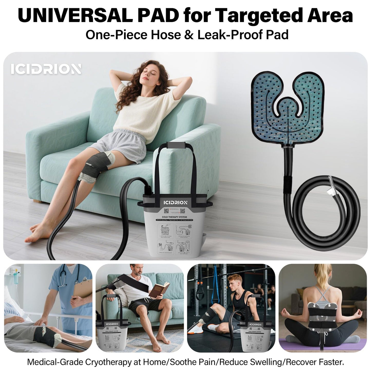 Cold Therapy Machine, Programmable Ice Machine for Knee After Surgery, Portable Knee Replacement Recovery System, Cryotherapy Pain Relief w/Compression Pad