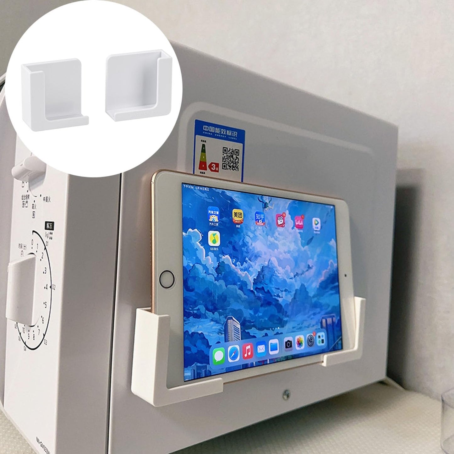 ArrErr Fridge Magnetic Phone Holder Gym Magnetic Phone Holder with Flexible Magnets Adhesive Backing Tablet Holder