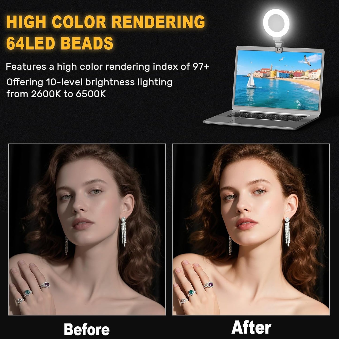 Anautin Lighting,360Adjustable,Portable Ring Light for Video Conference LED Video Conference Lighting