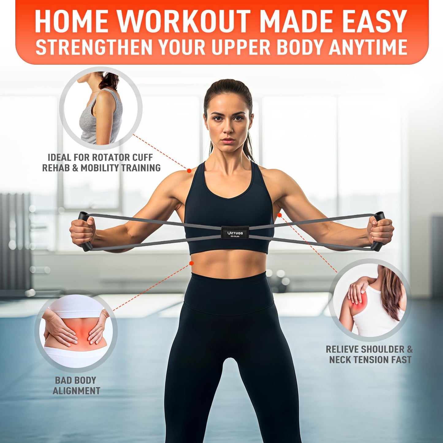 Figure 8 Resistance Bands for Arm, Back – 3-Level Latex Heavy Exercise Bands with Handles for Strength Training, Full Body Workout, Physical Therapy, Pilates, Yoga, Home Gym Equipment for Men & Women