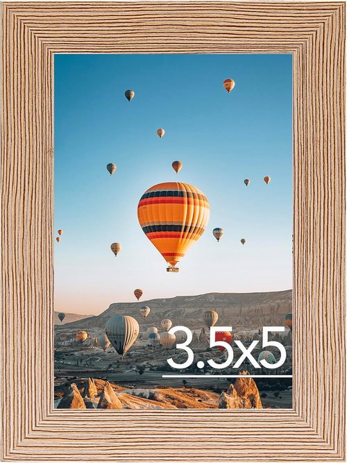 JCJMY 3.5x5 Rustic Brown Picture Frame - Shatter Resistant Plexiglass for Wall or Tabletop Display