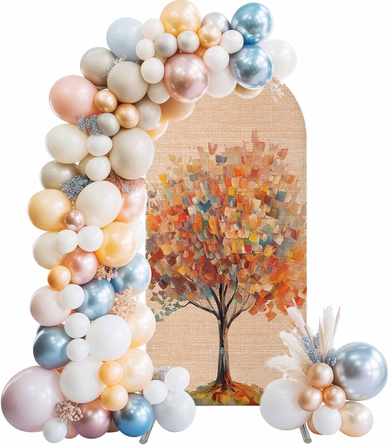Jnbasdffb 6.6 Fall Tree Modern Wedding Arch Cover,Stretchy Spandex Arch Backdrop Stand Covers FT,Abstract Art Oil