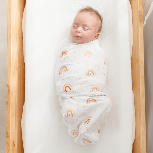 Comfy Cubs Swaddle Blanket Set - 100% Cotton Newborn Wraps for 0-3 Months | Breathable Rainbow Design