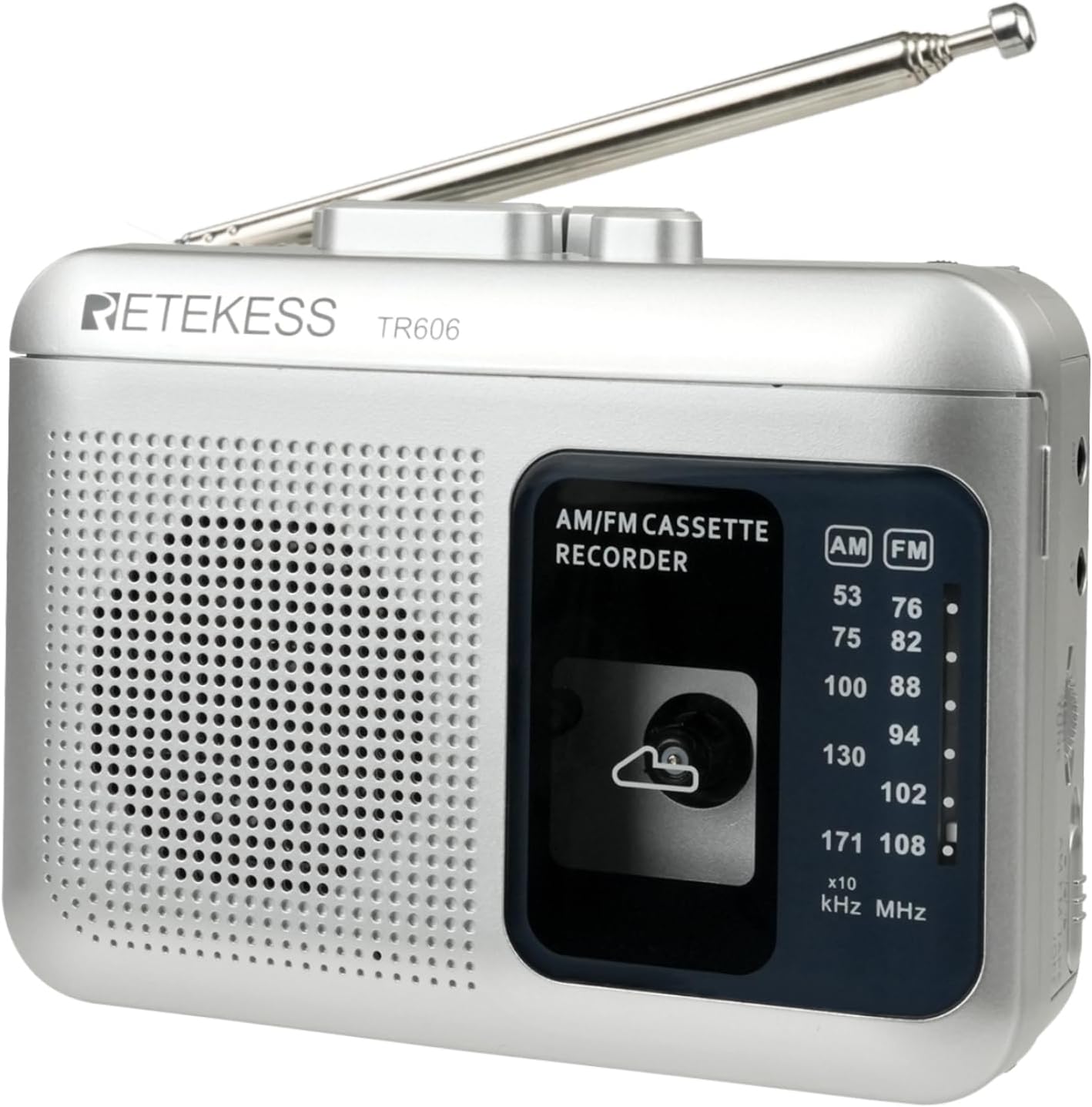Retekess TR606 Cassette Cassette Tape Recorder Player, AM FM Players, Supports Voice/AUX Line in Record, Powered by DC