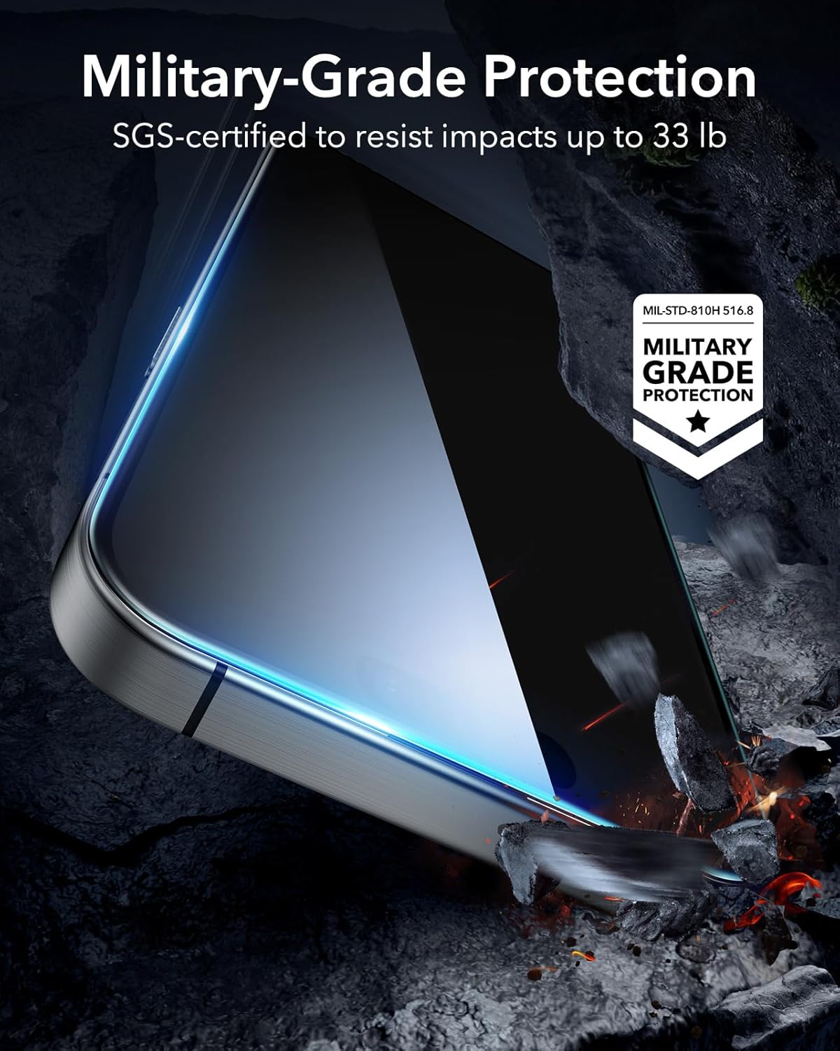 3 Pack 16 [9H ESR for iPhone Pro Screen Protector, Hardness] [Military Grade Shatterproof] Tempered Glass Film