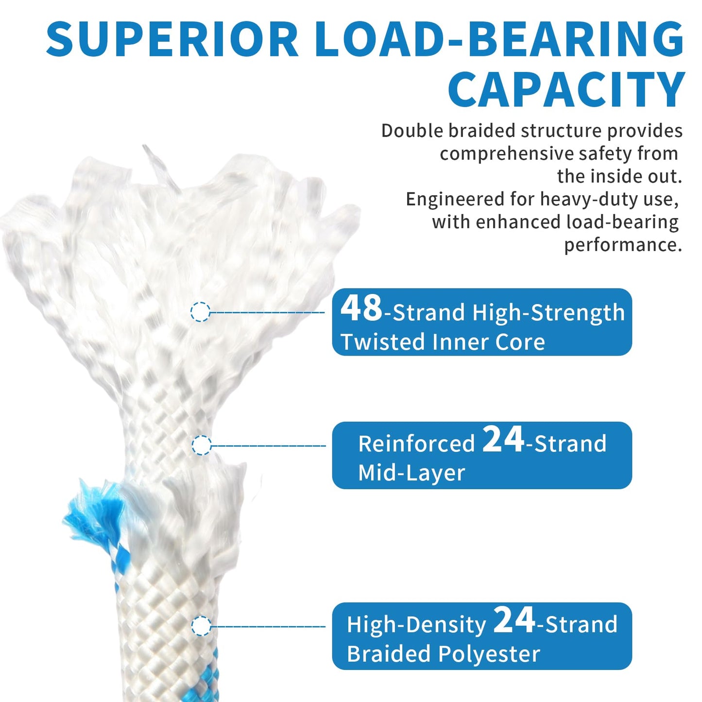 Double Braid Arborist Rope, 1/2 Inch x 150 ft, 9000 LBS Breaking Strength Heavy Duty Tree Climbing Rope, Outdoor Swing Rope for Trees, Climbing, Sailing & General Use