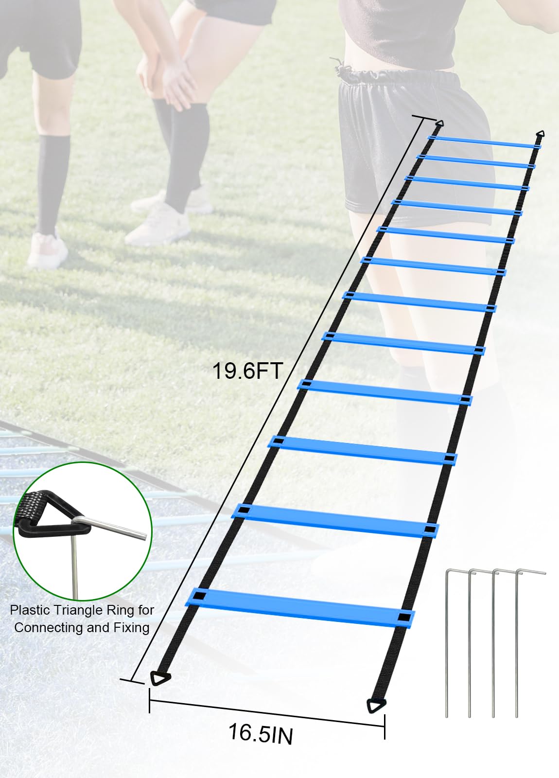 Panykoo Speed Agility Training Equipment Set - 20ft Agility Ladder, 10 Disc Cones, Resistance Parachute, 5 Resistance Bands & Carry Bag | Football Soccer Basketball Fitness Drills for Kids Adults