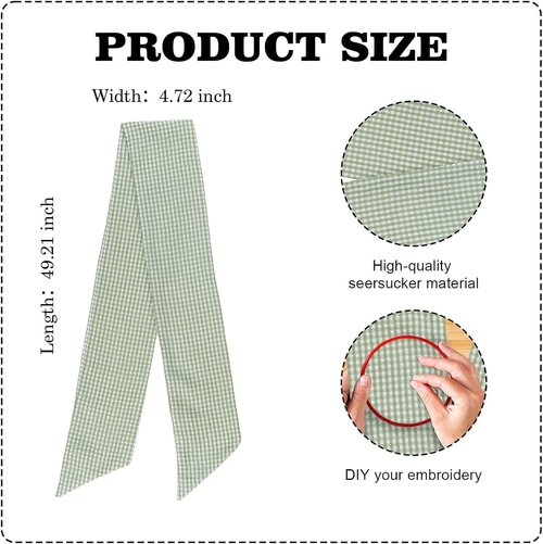 Green & White Gingham Wreath Sash by [Brand Name] - 5.12" Wide x 54.33" Long | Perfect for St. Patrick's Day & Spring Decor