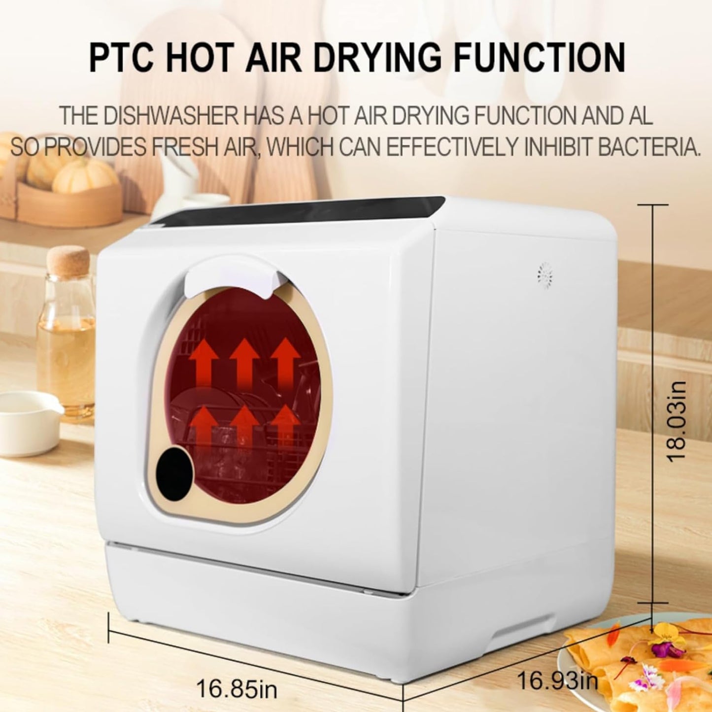 Countertop Dishwasher With Built-in Water Tank, Tabletop Dishwasher Mini Portable For Apartments and RVs, Compact Counter Dishwasher That Can Wash Baby Bottles. With Drying Function.