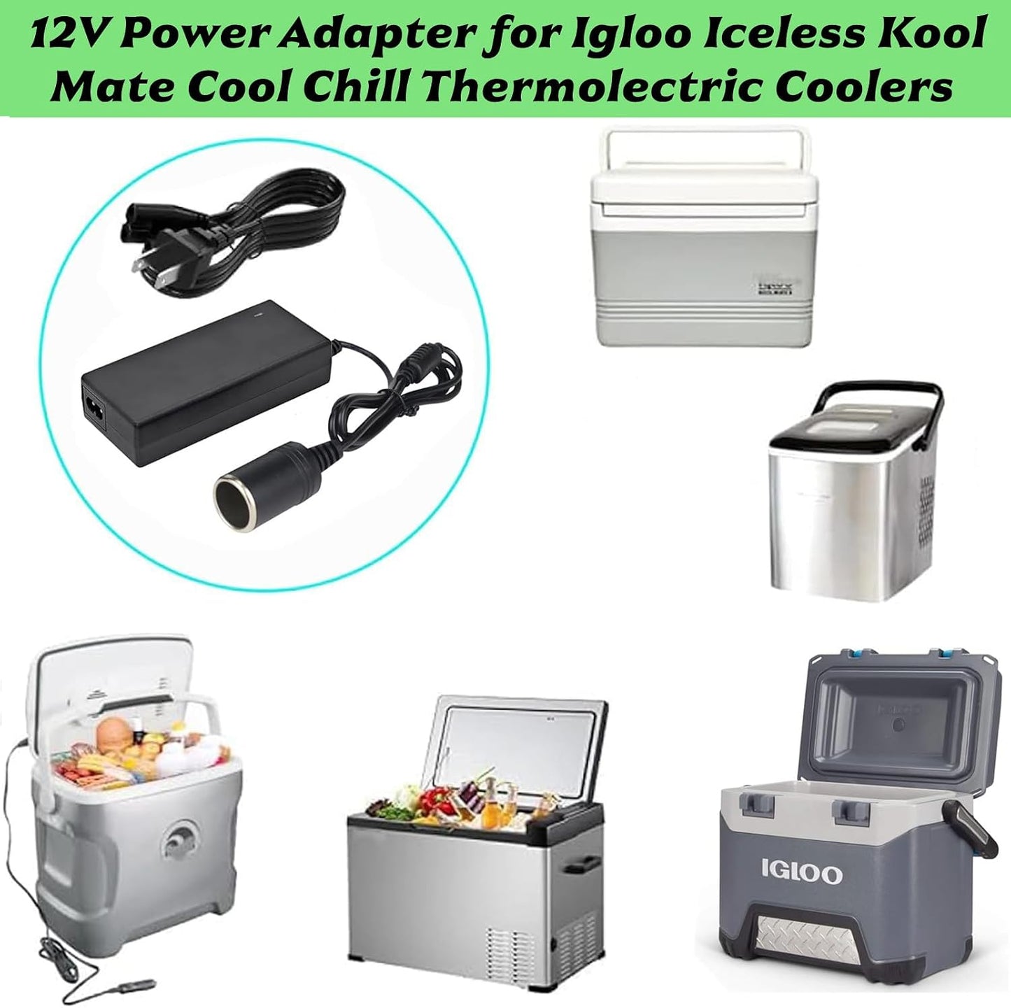 MSZLZTD 12V DC12V Power Adapter for Plug in Coolers Vehicles Igloo Iceless Thermoelectric Coolers Compatible with Igloo