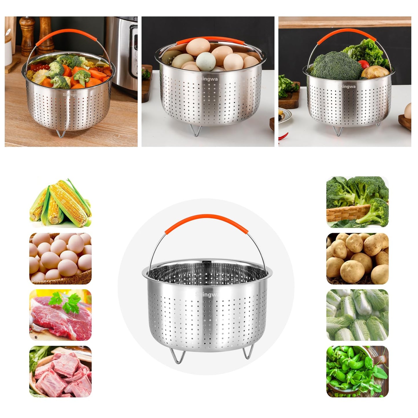 Steamer Basket for Instant Pot, Stainless Steel Vegetable Steamer Basket Insert for Pots (3qt)
