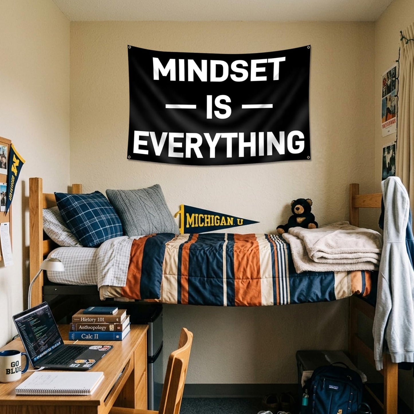 Mindset is Everything Flag 3x5 Feet Motivational Fitness Inspirational Flag For Home Gym Wall Decor College Dorm Room Bedroom Office Sign
