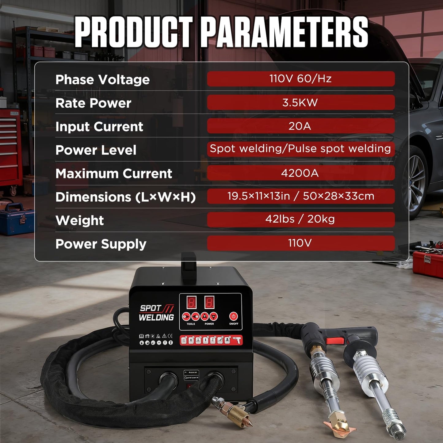 Spot Welder Dent Puller Kit,4200A Auto Body Spot Welding Machine with Manual/Automatic & 7 Welding Modes,Stud Welder for Car, Truck Dent Repair (110V 3500W)
