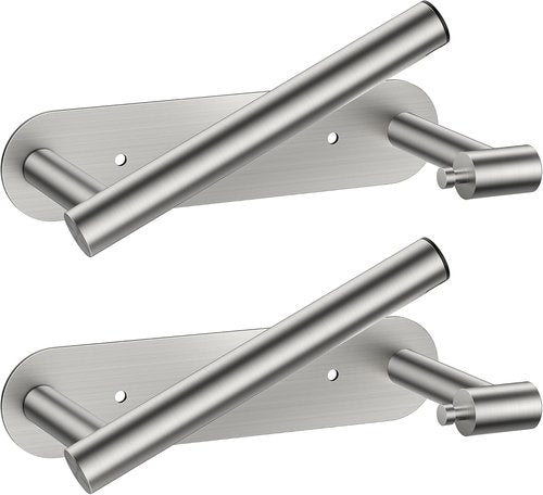 FORIOUS Toilet Paper Holder - Rustproof Stainless Steel Pivoting Design | Adhesive or Screw Mount, 2 Pack Brushed Nickel