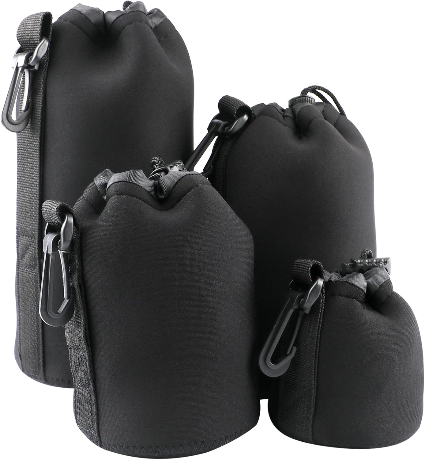Sopoloray 4pcs Bag,4 Set Camera Lens Sizes Protective Camera Lens Pouch with Drawstring Design,Soft Plush Neoprene