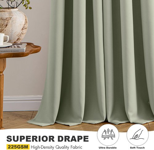 MIULEE Sage Green Blackout Curtains - Thermal Insulated Room Darkening Drapes | 40 x 50 Inches, 2 Panels