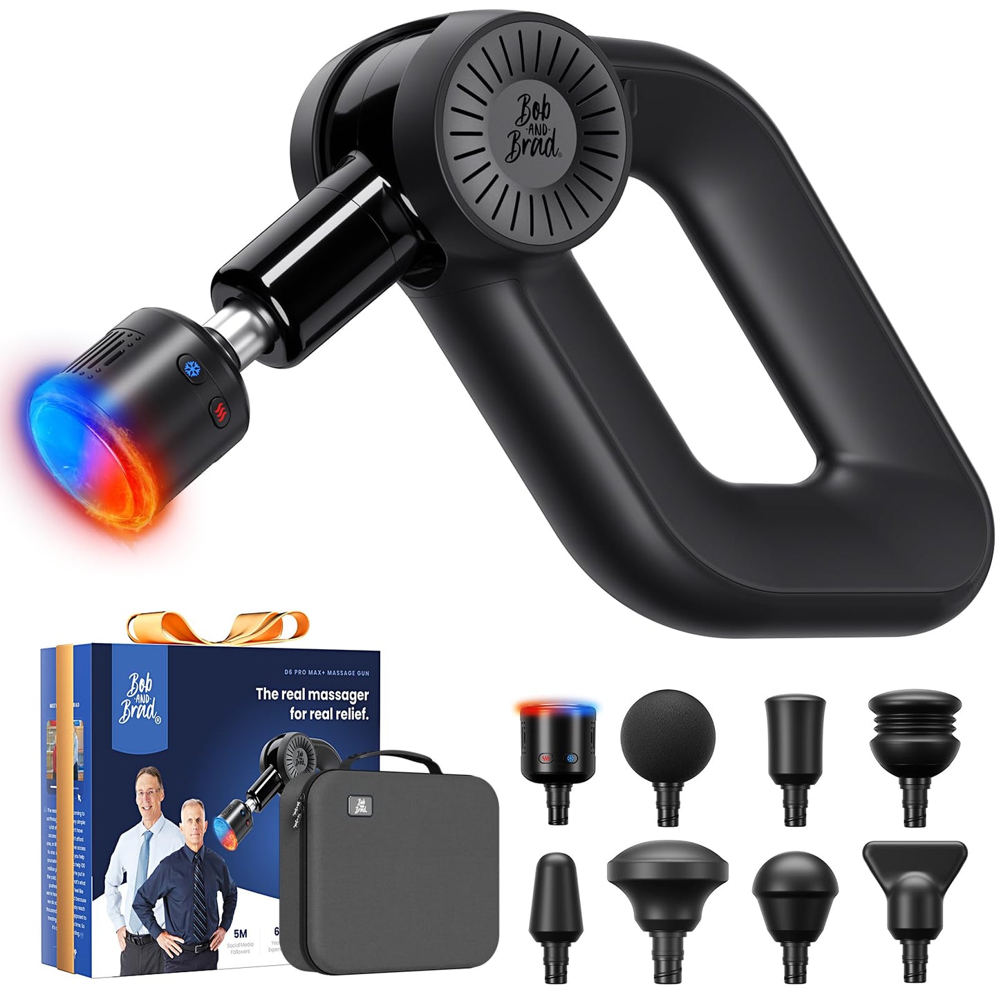 BOB AND BRAD D6 Pro Max+ Massage Gun with Heat and Cold, Powerful Deep Tissue Percussion Massager with 16mm Amplitude, Professional Muscle Massager Gun for Athletes, Quiet Electric Handheld Massager