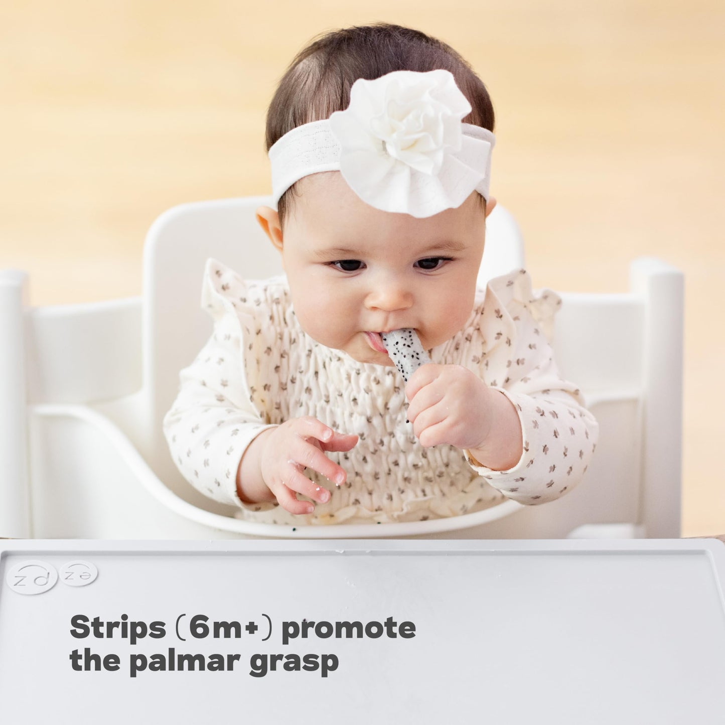 ezpz Baby Feeding Bundle – Tiny Spoon (2-Pack, Sage) + BLW Food Cutters (2-Pack, Pewter) – 100% Silicone Baby-Led Weaning Set for 6–9+ Months – Infant Feeding & Prep Essentials