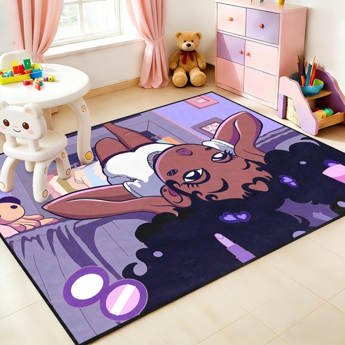 FJKJHKGJ Black Girl Area Rug for Bedroom African Black Girls Floor Rugs for Living Room Playroom Cartoon Art Home Decor Soft Yoga Mats for Women Afro Purple 47" x 31" (2.7 x 3 Feet)