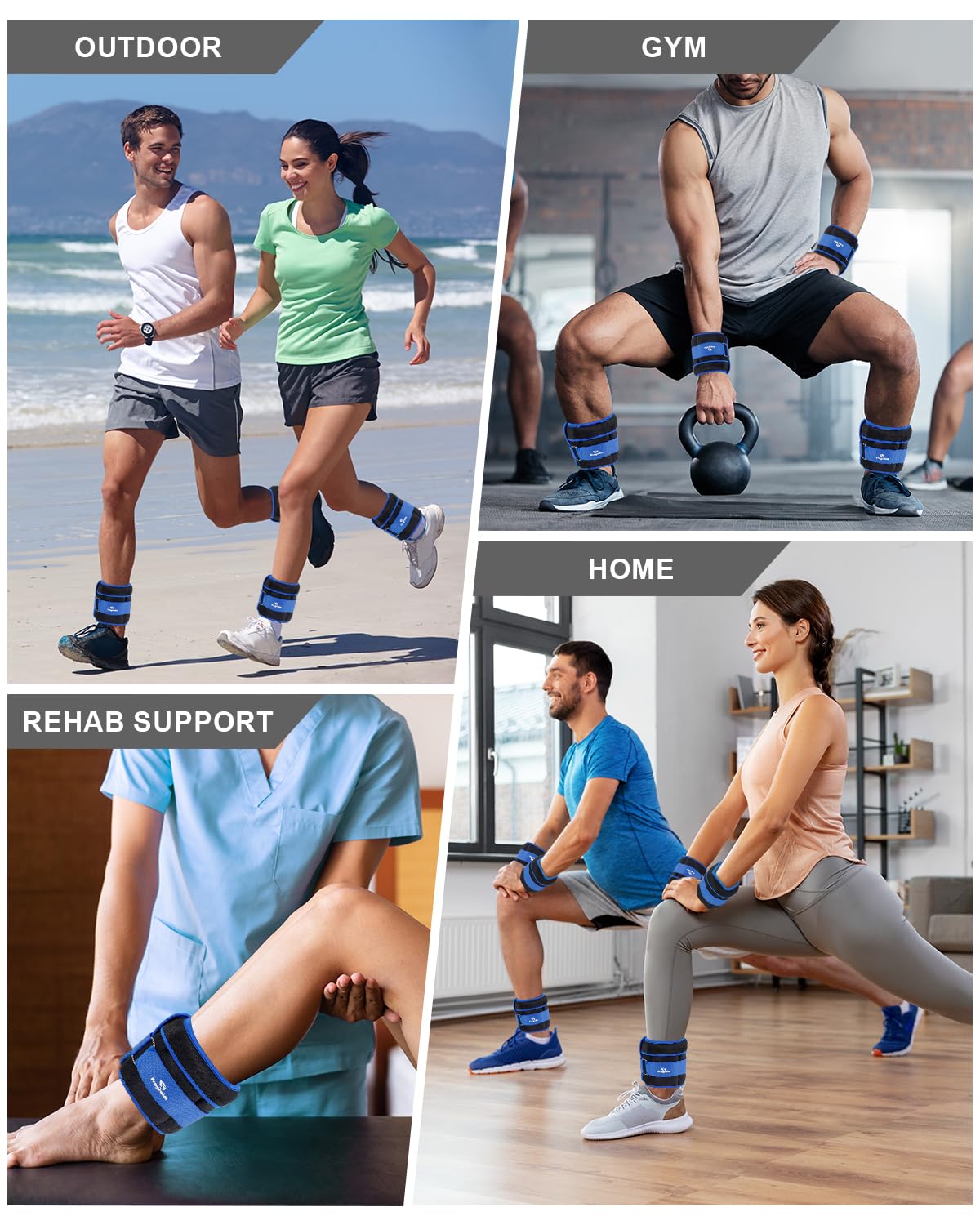 Adjustable Ankle Weights 1-5 LBS Pair with Removable Weight for Jogging, Gymnastics, Aerobics, Physical Therapy, Resistance Training|Each 0.5-2.5 LBS, Total 5LBS, Blue