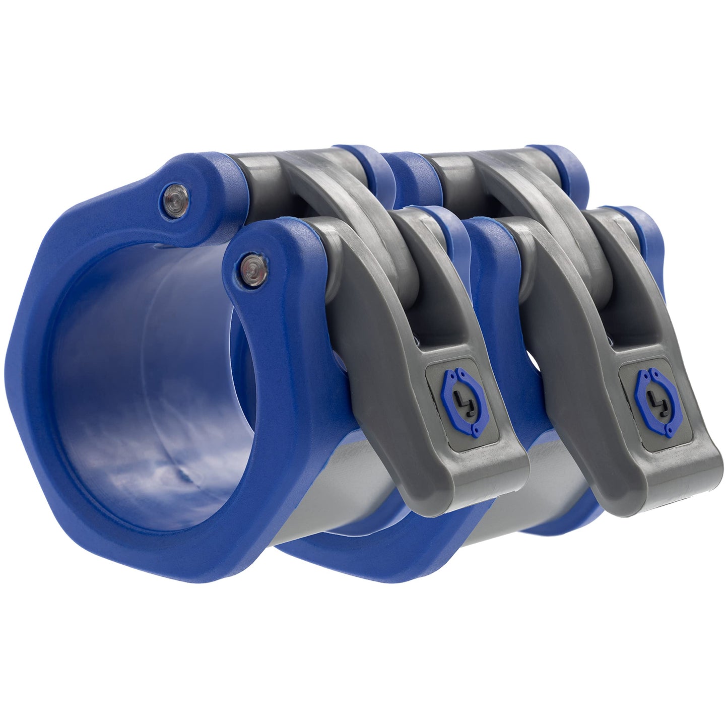 Lock-Jaw Barbell Collars HEX Olympic Barbell Clamps 2 Pcs – Heavy Duty Bar Clamps for 2” & 50mm Olympic Bars – Secure Weight Bar Clamps for Strength Training & Home Gym Accessories – Blue