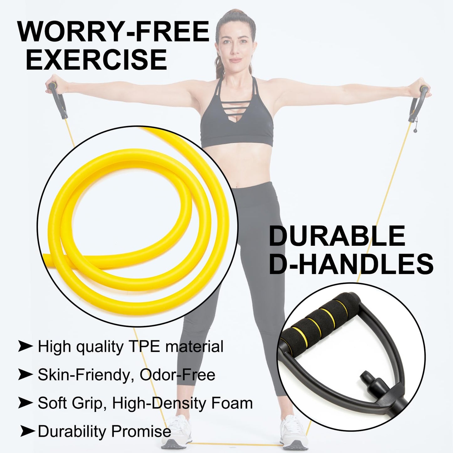 ZHIAMZ Resistance Band with Handles and Door Anchor, Adjustable Exercise Tube Band for Physical Therapy, Strength Training, Pilates and Home Workouts