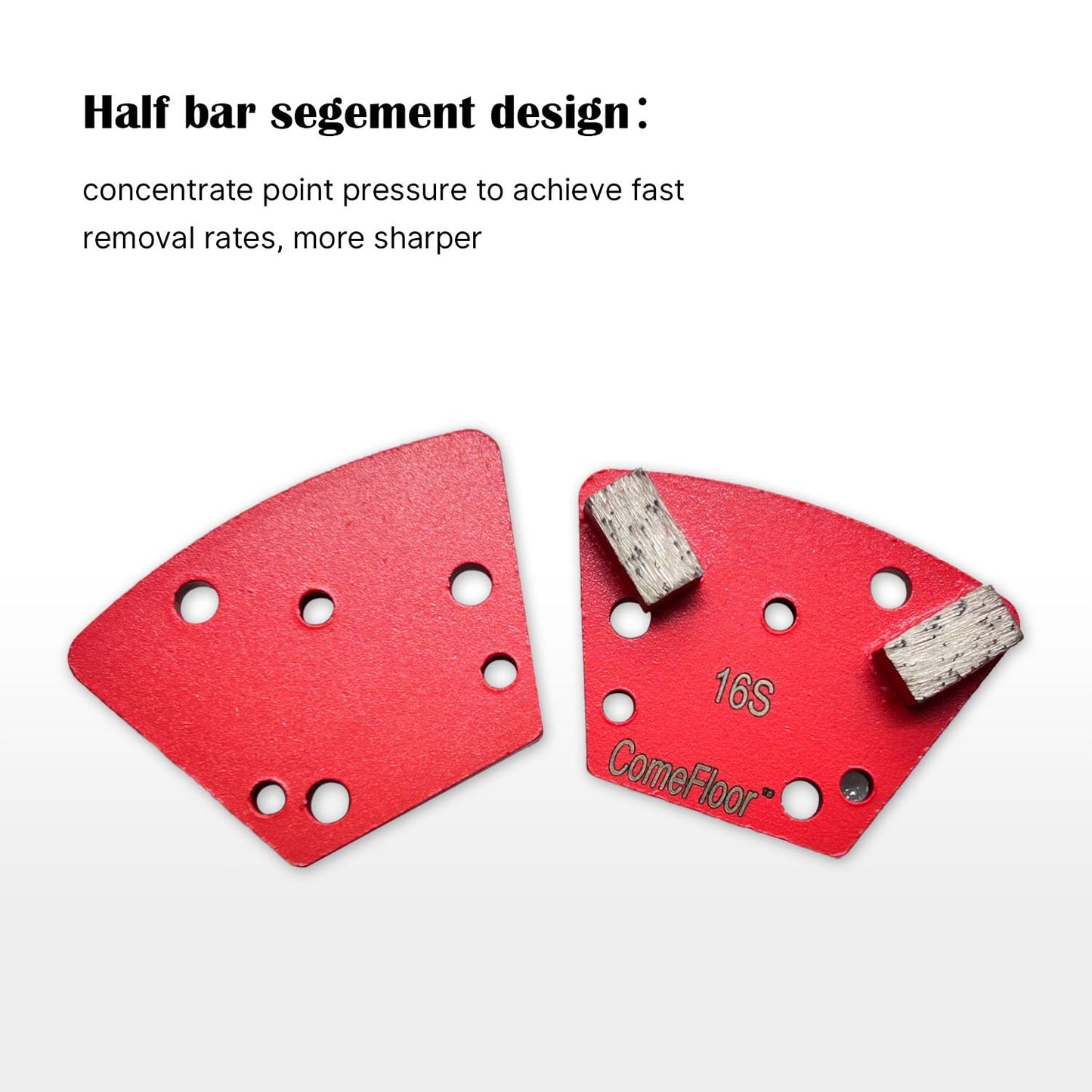 Trapezoid Diamond Metal Grinding Shoes for Concrete Floor, Compatible with Diamatic/Sase/CPS Grinders, Half Bar Seg 16 Grit Soft Bond, 9PCS