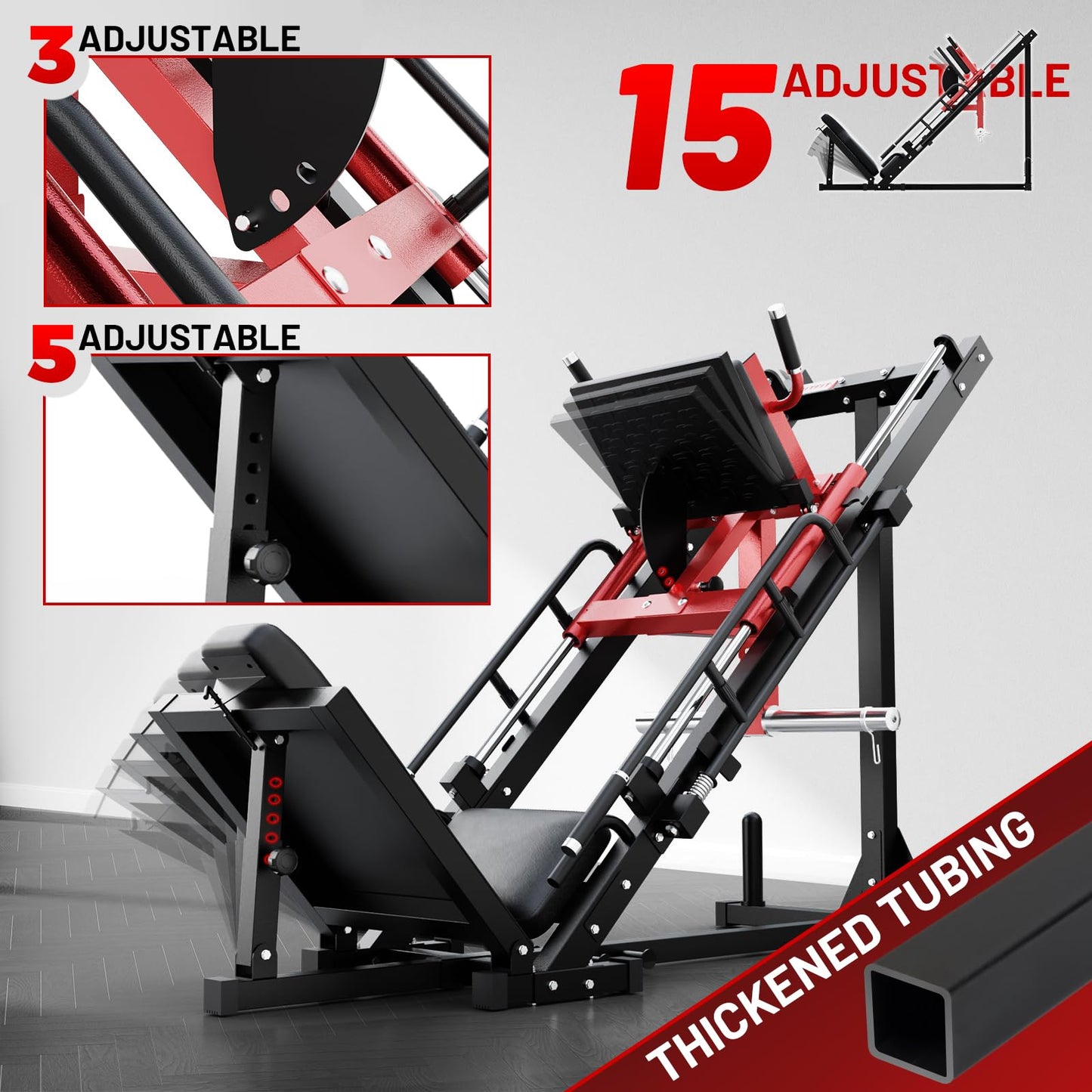 RitFit Leg Press Hack Squat Machine, Professional Adjustable Leg Press Machine for Home Gym with Linear Bearing, Full Lower Body Workout with Weight Storage