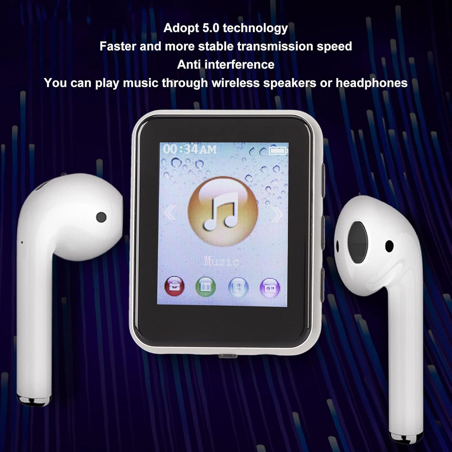 Dilwe 8G MP3 1.8 Inch Mp3 Player with Bluetooth, Player with Pedometer and Speaker, Portable HiFi Digital Music Player