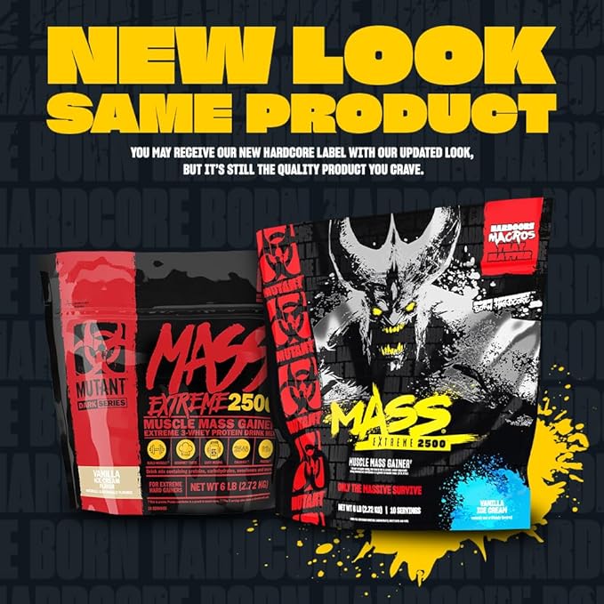 Mutant Mass Extreme Gainer ??Whey Protein Powder ??Build Muscle Size and Strength ??High Density Clean Calories (Vanilla Ice Cream, 6 lbs)