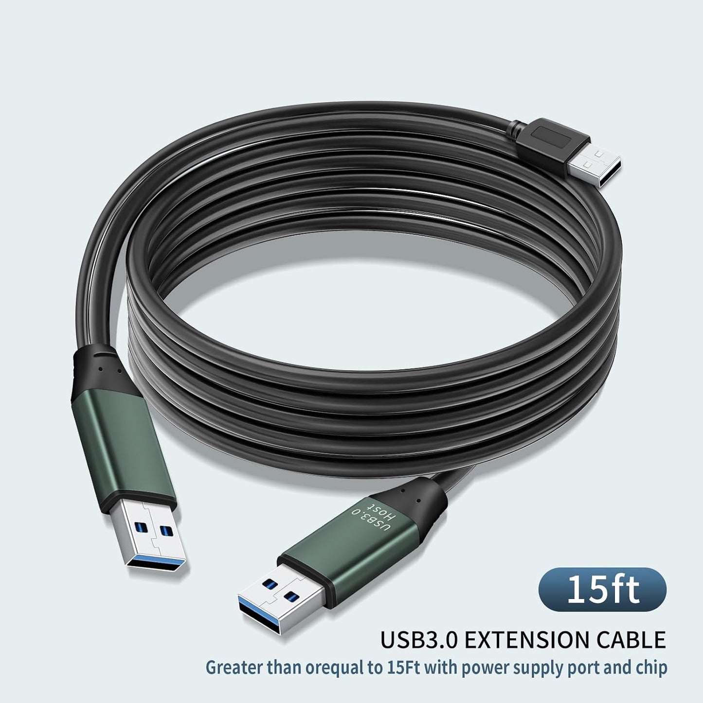 Kumiho 15Ft 3.0 USB Cable Male to Male Type A to A Cable for Data Transfer,Hard Drive Enclosures,Laptop Cooler,DVD