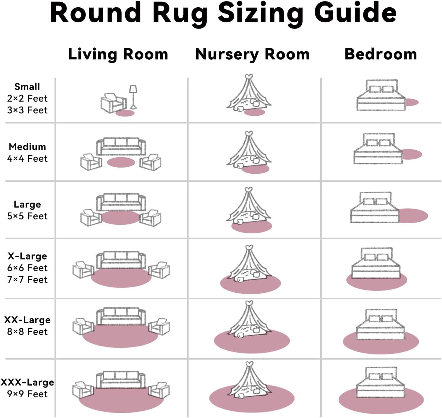OLANLY Blush Round Area Rug - Soft, Fluffy 7 ft Circle Carpet for Bedroom & Living Room Decor