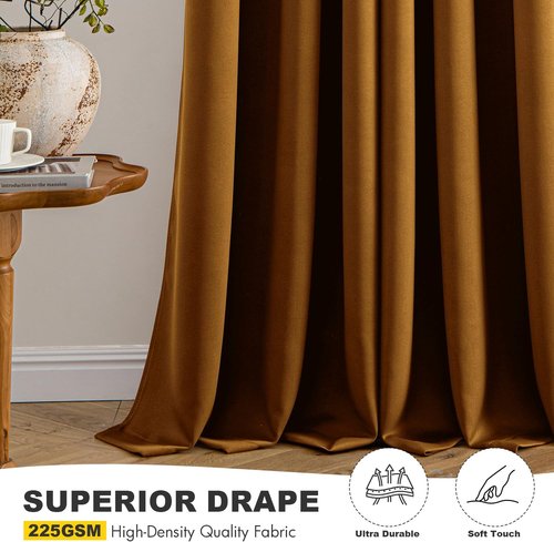MIULEE Blackout Curtains - Gold & Brown Thermal Insulated Drapes | 84-Inch Grommet Panels for Noise Reduction & Light Blocking